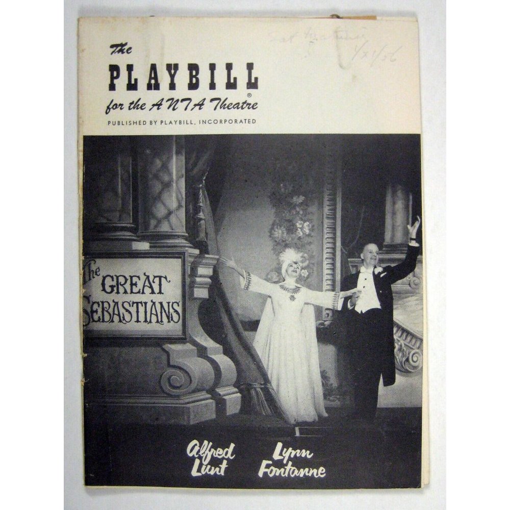Great Sebastians Playbill 1956 Alfred Lunt and Lynn Fontaine Ben Astar Newspaper